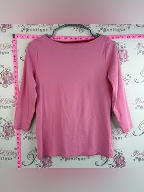 Talbots shirt long sleeve bubblegum stretchy Pink Boatneck 3/4 Sleeve Top